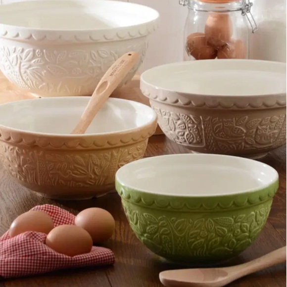 MASON CASH NEW in the forest s30 embossed mixing bowl -hedgehog green -1.25qt - Picture 4 of 9